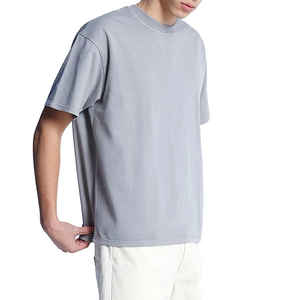 La mejor venta de ropa informal para hombre, camiseta ligera de algodón 100% de gran tamaño con hombros caídos, camiseta de manga corta al por mayor, camiseta en blanco - Product Image 1