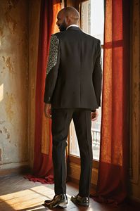 Blazer ajustado personalizado para hombre bordado a medida transpirable de talla grande trajes de novio de boda de un solo pecho - Product Image 5