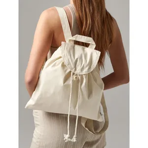 Westford Mill Organic Eco-Friendly Cotton Promotional <b>Backpack</b> with <b>Drawstring</b> Closure for Carrying Ecological Gadgets - Product Image 1