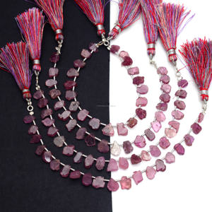 ลูกปัดแซฟไฟร์สีชมพูธรรมชาติคุณภาพสูงรูปทรงเรียบ6นิ้ว7X9มม. ลูกปัดอัญมณีสำหรับใช้ทำเครื่องประดับ - Product Image 2