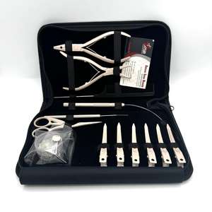 Kit d'outils d'extension de cheveux en gros en acier inoxydable beige nu pince d'extension de cheveux avec logo personnalisé micro-perles et pinces - Product Image 1