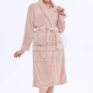 Bata de Baño de Algodón Tejido Ligero de Alta Calidad para Mujer, con Logotipo Frontal, Suave, Lisa, de Manga Larga, para Invierno/Primavera, para el Hogar - Product Image 2