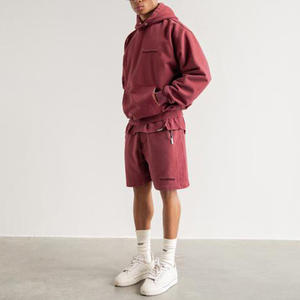 Custom Acid Wash Unisex Plain <b>Short</b> Tracksuit for <b>Men</b> French Terry Heavyweight <b>Shorts</b> Sweatsuit Set Hoodie and <b>Shorts</b> Set - Product Image 2