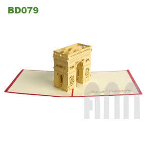 ANN HANDICRAFT BD079 Handmade 3D Pop-Up Arc De Triomphe Greeting Cards-Eco-Friendly Paper <b>Matte</b> <b>Varnishing</b> Offset Printing Japan - Product Image 3