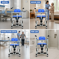 Chaise de transfert hydraulique pour patients |   Aide au transfert 3-en-1 pour douche et toilettes avec rotation à 360° °   Roulettes pivotantes