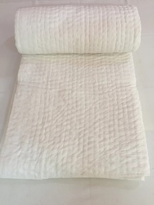 Chăn Vải Kantha Cotton Màu Trắng Trơn, Chăn Vải Kantha Hai Mặt Thủ Công Màu Trắng Trơn Khâu Tay Chăn AC - Product Image 4