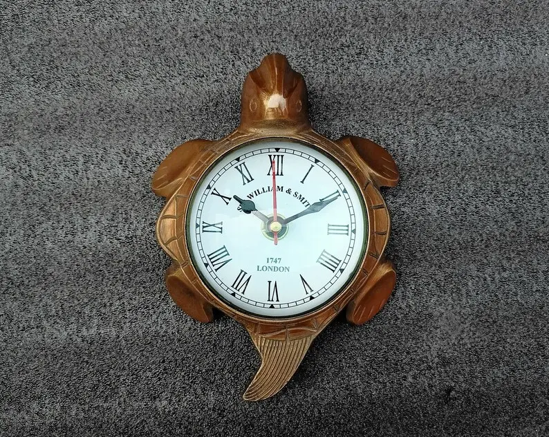 航海真鍮スミスタートルウォールクロックデスククロックオフィスデコレーションホームギフト時計。