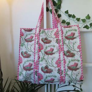 Bolsos de Hombro Acolchados de Algodón para Mujer, Estilo Vintage, con Cierre de Cremallera, Forro de Lona, Ligeros para Viajes y Compras, Diseño Floral - Product Image 2