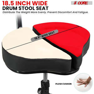 5 Core Drum Throne 5 Padded Split Spine Support 4 Legged 441Lb Capacity <b>Stool</b> w Backrest - Product Image 5