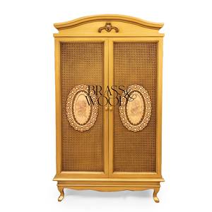 ตู้เสื้อผ้าทองคำสุดหรูหราสไตล์ราชวงศ์ พร้อมประตูสานหวายอย่างประณีต และลายดอกไม้แกะสลักด้วยมือ สำหรับเฟอร์นิเจอร์ห้องนอนในพระราชวัง - Product Image 1