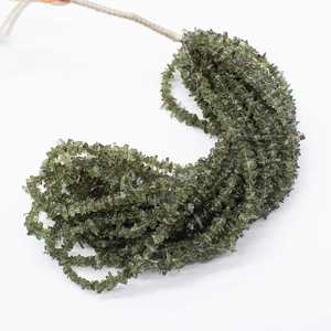 Auténtico collar de cuentas sin cortar de moldavita checa collar de cuentas de 3-5 MM 18 PULGADAS + extensión al por mayor hecho en plata - Product Image 6