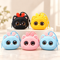 Sac de rangement en silicone en forme de chat aux grands yeux, mignon, portable, design moderne et minimaliste, pour la conservation des aliments à la maison