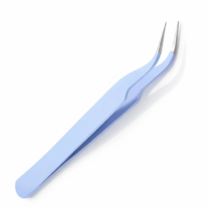 Professional Blue L Shape Lash Tweezers Volume Eyelash <b>Extension</b> Tool Precision Grip Easy Handling - Product Image 6