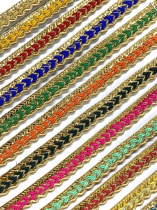 Cordones trenzados multicolores Tela metálica Ajuste de encaje Gimp Flecos Cinta Fronteras nupciales Zapatos de costura Bordado Bolsas de prendas - Product Image 5