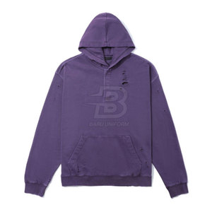 Sweats à capuche en détresse de haute qualité avec logo personnalisable Nouveau style Col à capuche à motif solide Quantité en vrac pour la vente en ligne - Product Image 1