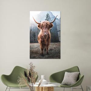 Impresión en Vidrio Templado de Vaca Highland: Arte Decorativo para el Hogar en Tono Marrón Loft, ARTE EN VIDRIO TEMPERADO - Product Image 1