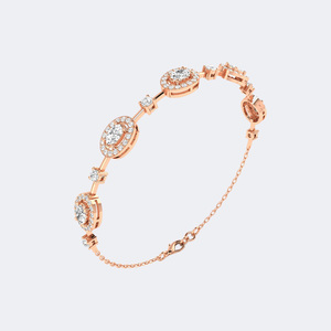 2.00CTW Round Oval Halo <b>Set</b> Diamond Station Bracelet <b>Gold</b> Lab Grown Multi Shape Cluster Jewelry for Women - Product Image 6