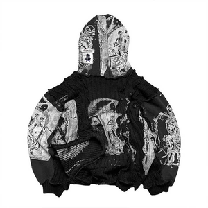 Chaqueta de tapiz tejida nueva personalizada con cremallera completa boomber streetwear para hombre con capucha a medida para hombre Sudadera con capucha a prueba de viento 2025 - Product Image 4