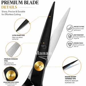 กรรไกรตัดผม 6.5 นิ้ว สีดำ สแตนเลส สำหรับช่างตัดผมมืออาชีพ ใช้ในร้านเสริมสวย รับทำโลโก้ตามสั่ง - Product Image 4