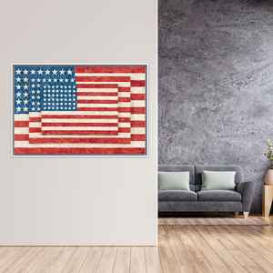 Toile imprimée avec drapeaux modernes - Décoration murale élégante avec trois drapeaux, 1P : encadré blanc - Product Image 1