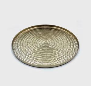 Assiette de présentation en métal plaqué or rose, écologique, moderne, luxueuse, légère, pour la table, service, décoration de mariage - Product Image 5