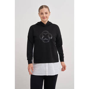 Blusa informal larga de punto para mujer con estampado a cuadros, bordado y encaje, corte holgado - Product Image 4