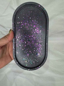 ถาดเรซิ่นตกแต่งหลากสี ถาดจัดระเบียบเครื่องสำอาง ของตกแต่งบ้าน ถาดเรซิ่นทรงรี ถาดวางของบนโต๊ะเครื่องแป้ง คุณภาพสูง - Product Image 6