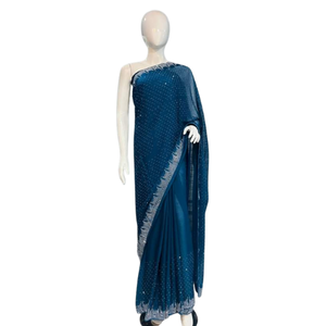 2025 vestidos de noche transpirables de Sari indio para mujer, venta al por mayor, suministro directo de fábrica de seda para ropa de fiesta de boda, Pakistán - Product Image 1