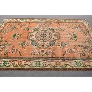 Tapis en laine vintage orange-vert grande surface 6.1 x 9.2ft tissage plat Patchwork Design pour salon ou couloir Latex soutenu - Product Image 3