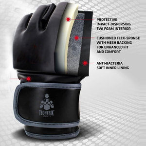 Guantes de MMA de Cuero de Alta Calidad al por Mayor, Correa de Muñeca Ajustable, Absorción de Humedad, Logotipo Personalizado para Artes Marciales - Product Image 3