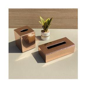 Ensemble de quatre boîtes à mouchoirs en métal couleur or boîte à serviettes de taille et de forme personnalisées pour l'hôtel et le restaurant - Product Image 2