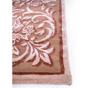 Aurora Hand Knotted <b>Wool</b> Bamboo Silk Rug Beige <b>Brown</b> Floral Abstract for Home Hallway Rectangle AKWB-1323 10mm for Teens - Product Image 4