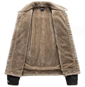 Veste en jean d'hiver pour hommes coupe-vent polaire épaisse chaude hommes Streetwear décontracté fourrure col rabattu veste en jean personnalisée - Product Image 4