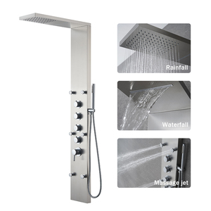Hotel moderno massaggio spa doccia a pioggia montaggio a parete colonna doccia schermo miscelatore rubinetto set - Product Image 3