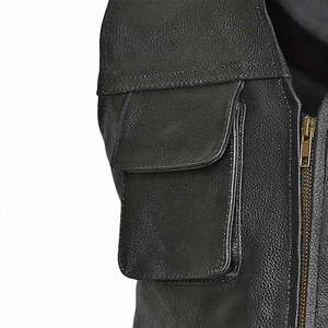 Chaleco de Cuero Personalizable al por Mayor, Cortavientos, para Hombre, Ropa Exterior con Botones, Proveedor Directo de Fábrica para Compradores Mayoristas - Product Image 6