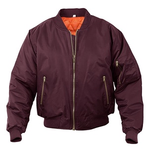 Chaqueta Bomber de Satén Personalizada para Hombre, Chaqueta Bomber de Satén de Alta Calidad al por Mayor, Chaqueta Bomber Acolchada de Béisbol Color Granate Personalizada - Product Image 5