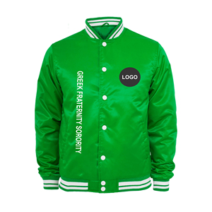 Patchs de broderie en chenille personnalisés vestes universitaires veste de sororité de la fraternité grecque 100% veste de baseball en soie satinée de polyester - Product Image 1