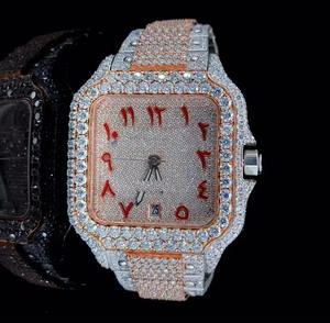 Fournisseur indien de montre-bracelet de luxe pour hommes avec cadran en diamant brillant glacé et bracelet en acier inoxydable réglable à bon prix - Product Image 1