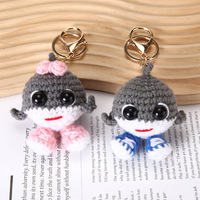 Porte-clés Tralalero Tralala en crochet fait main, petit et mignon, en forme d'animal marin tricoté, pour voiture ou sac