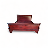 Lit moderne de luxe en bois d'acajou, taille Queen ou King, pour usage commercial hôtelier, adapté aux chambres et appartements, en bois massif respectueux de l'environnement