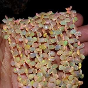 Vente chaude perles de poire d'opale éthiopienne pleine de perles d'opale de feu Multi feu Welo collier d'opale éthiopienne pierre précieuse poire naturelle - Product Image 1