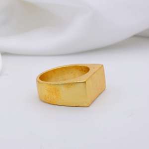 Top vente 18K plaqué or bijoux de doigt pour femmes Unique géométrique signet Texture bague ouverte en laiton massif mode féminine - Product Image 2