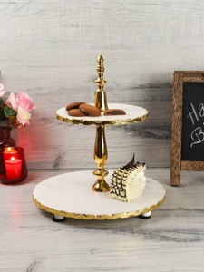 Venta al por mayor de mármol Top 2 Tier Cake Stand para fiesta restaurante Navidad boda decoración de la India - Product Image 5
