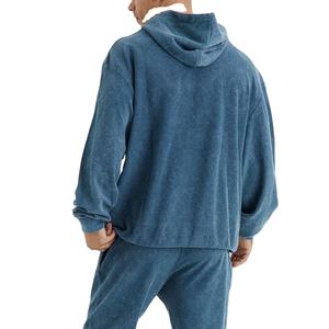 Haute qualité 100% coton luxe en détresse survêtement à capuche ensembles unisexe hommes respirant acide lavage coupe ajustée été 2026 - Product Image 4