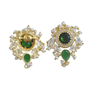 Boucles d'oreilles en laiton de mode, vente en gros, zircon brut, pierre naturelle, design plaqué or 18 carats, sans nickel, durables, haute qualité - Product Image 5