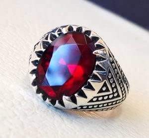 Bague pour homme en gros, nouvelle arrivée, pierre précieuse naturelle grenat rouge, pierre de naissance de janvier, bijoux pour la fête des pères, bague en argent sterling 925 - Product Image 4