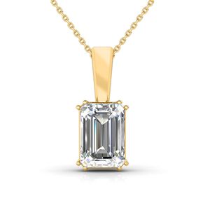 Pendentif en diamant de laboratoire solitaire serti en bélière taille émeraude - Product Image 1