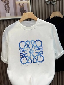 T-shirt en coton décontracté à manches courtes pour homme et femme, nouvelle marque de luxe 2025, logo tricoté, anti-rétrécissement, hauts d'été - Product Image 2