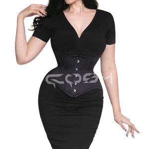 Corset gothique noir en coton sexy, ceinture sous-poitrine, gaine de taille, corset à armatures en acier |   corset en coton noir - Product Image 6