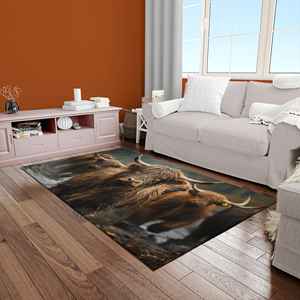 Tapis imprimé avec motif de bovins des Highlands écossais : un essentiel pour la décoration de la ferme, avec un tapis moelleux à poils longs - Product Image 5